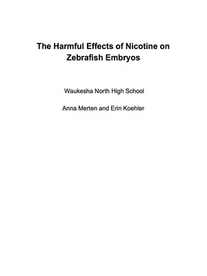 cover image of The Harmful Effects of Nicotine on Zebrafish Embryos
